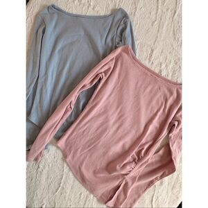 Abercrombie Kids Ribbed Long Sleeve Tops Bundle Pink & Blue Size 11/12